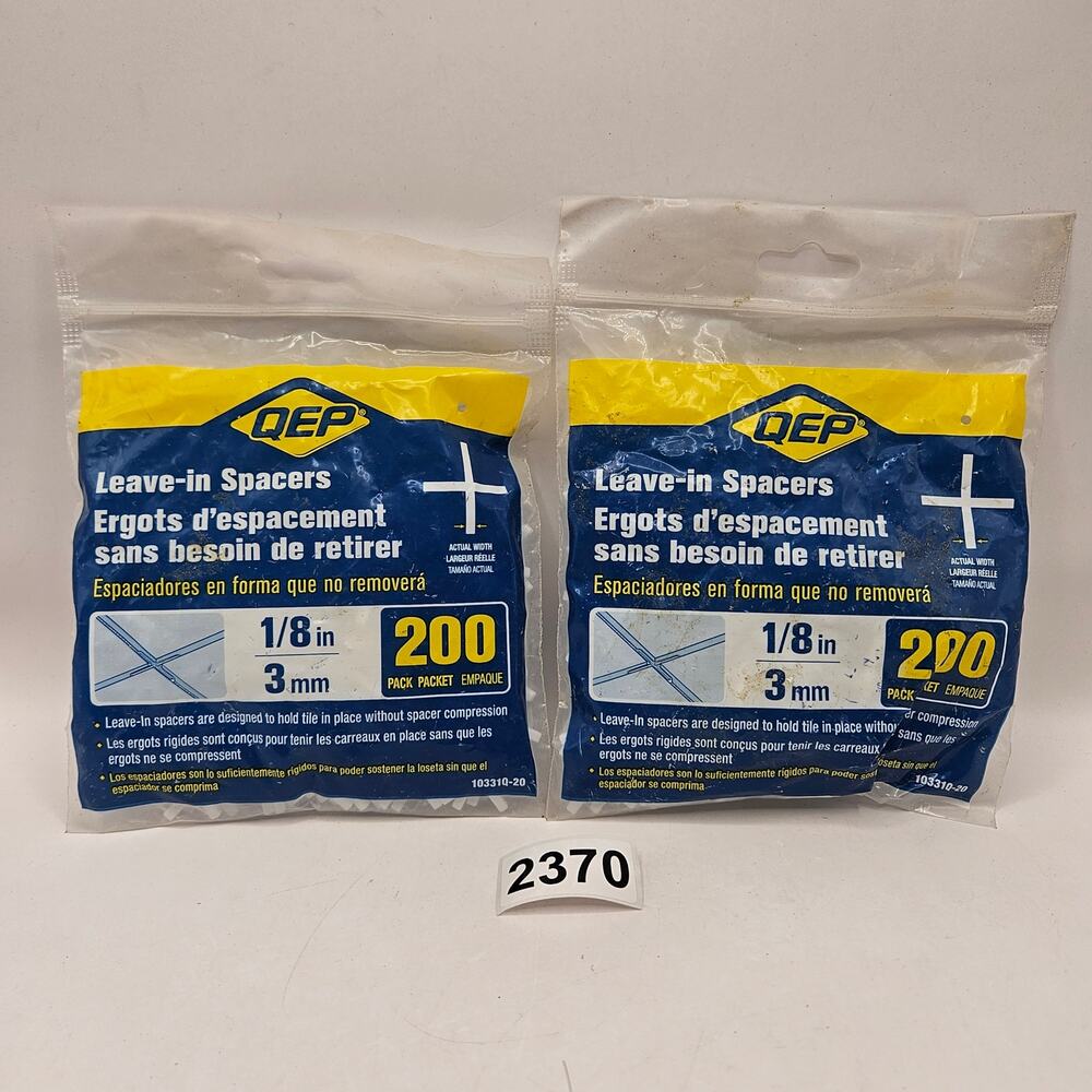LOT OF 2 - QEP 1/8" TILE SPACERS LEAVE IN STYLE NEW IN BAGS